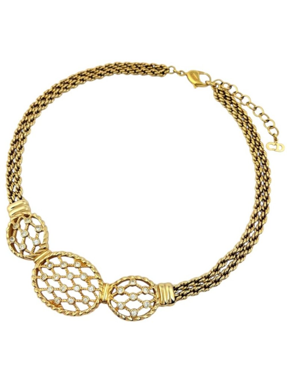 Dior Necklace Rhinestone Gold